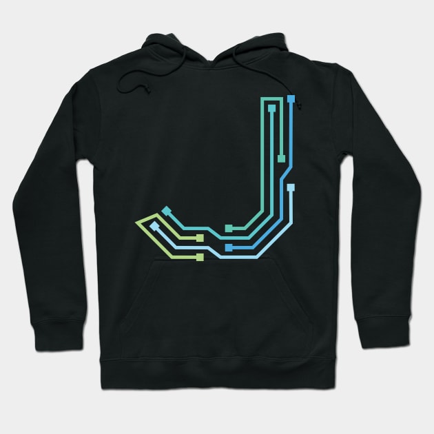 Alphabet J Circuit Typography Design Hoodie by Circuit Project